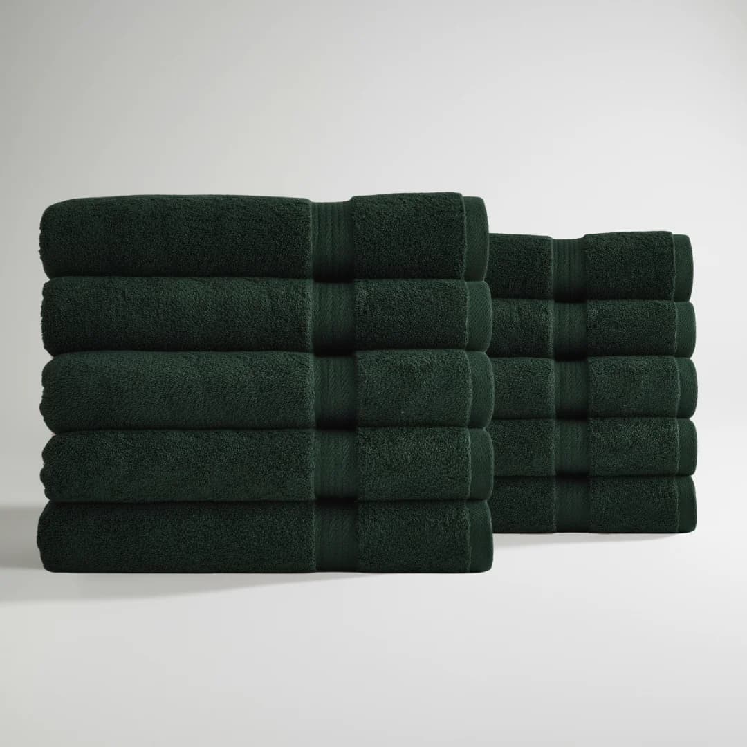 Ultrasoft Egyptian Cotton Bath Towels 10pcs (55x28in) - Dark Green