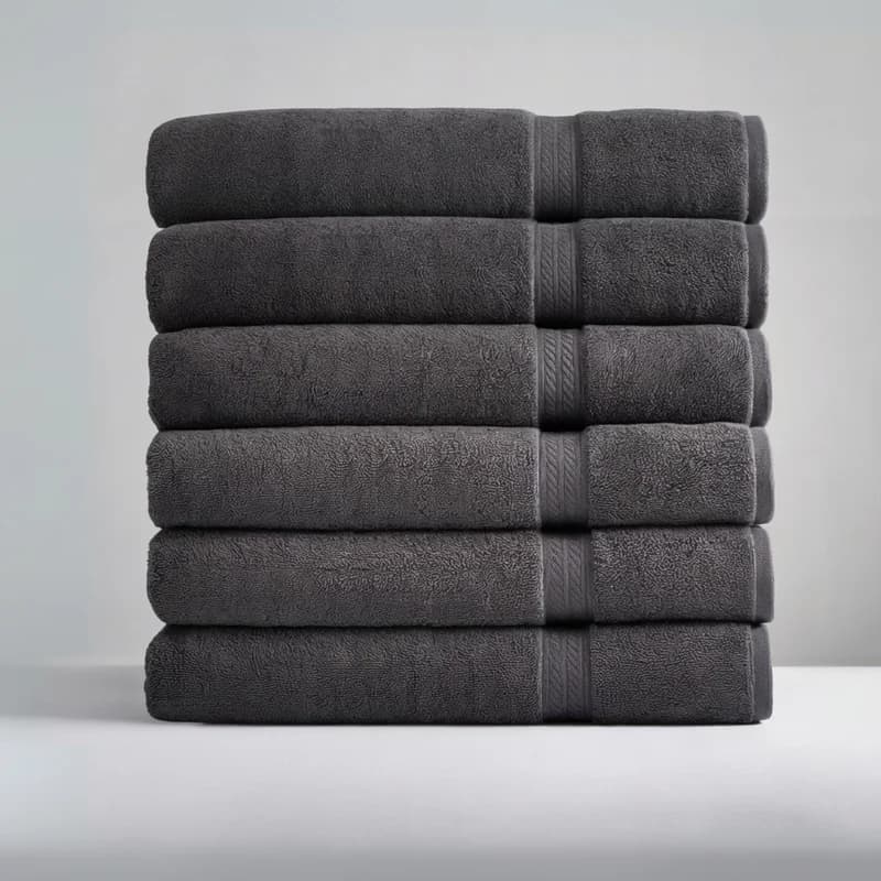 Ultrasoft Egyptian Cotton Bath Towels 6pcs (55x28in) - Deep Grey
